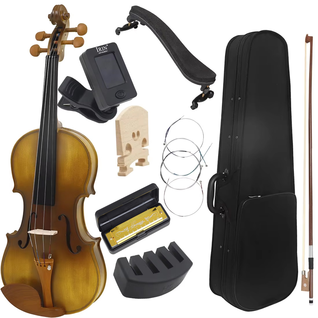كمان عتيق من خشب التنوب 4/4 مع - مراجعة Violin Shoulder Rest وسعره